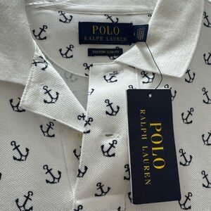 Ralph Lauren White and Navy Anchor Polo Shirt